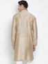 Vastramay Men's Beige Cotton Silk Blend Kurta
